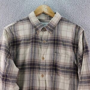 Abercrombie Fitch Soft‎ A&F Flannel Plaid Button Down Shirt Men's M Beige Brown
